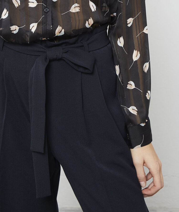 Pantalon large à nouer marine.
