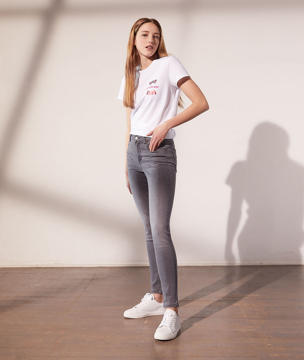 Jean slim push-up gris souris.