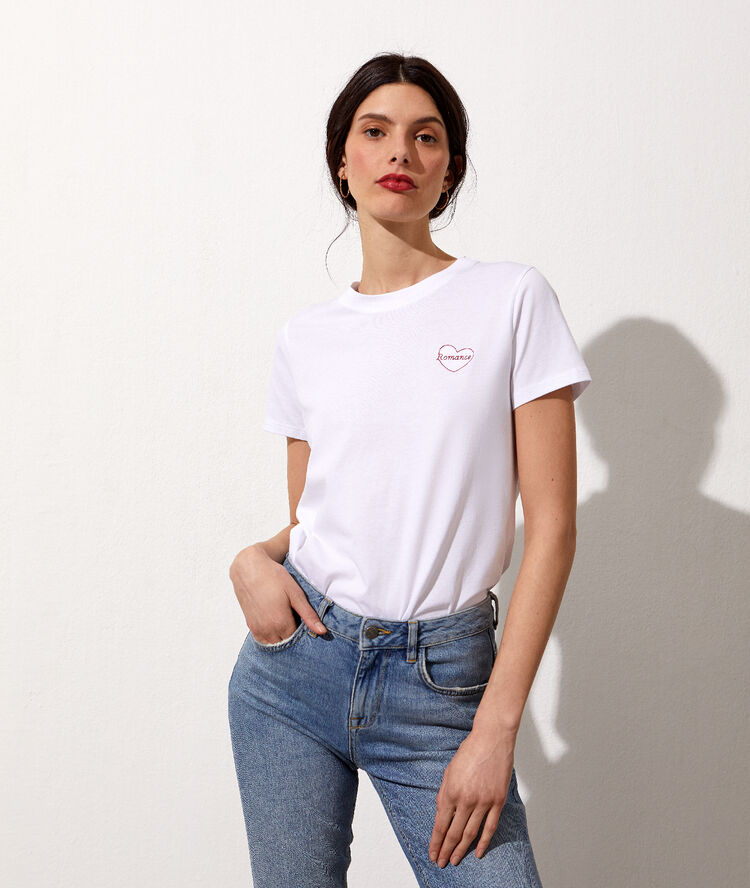 T-shirt brodé "romance" blanc.