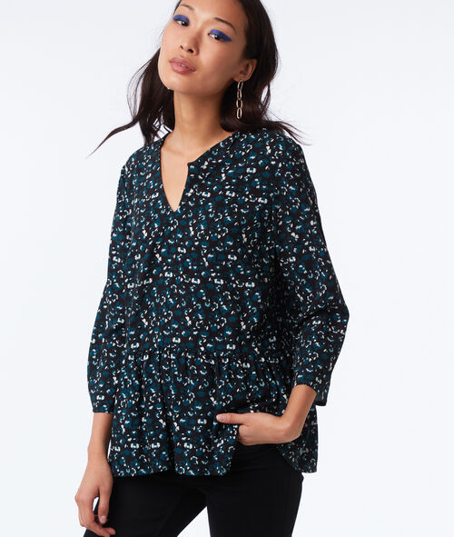Blouse col v à imprimé floral