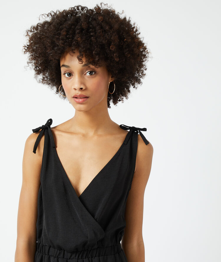 Robe cache-coeur bretelles nouées noir.