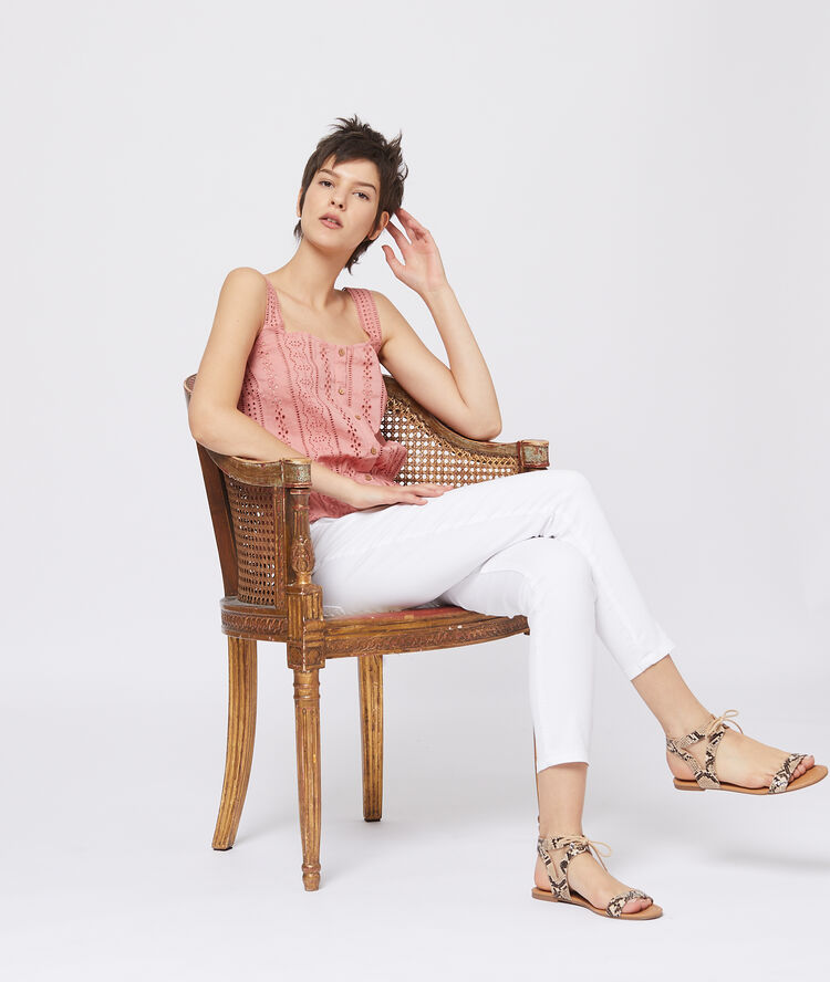 Top à broderie anglaise bois de rose.