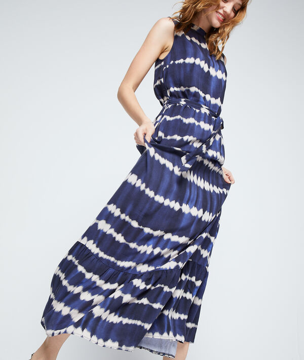 Robe longue imprimé tie and dye marine.