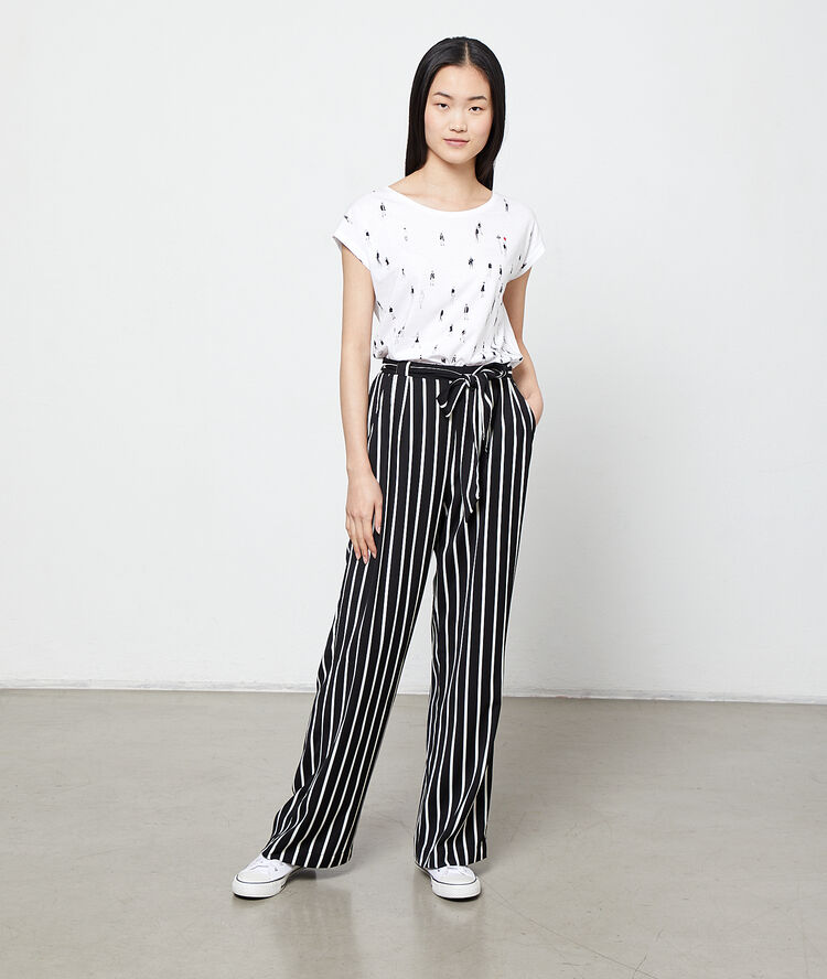 Pantalon large à rayures noir.