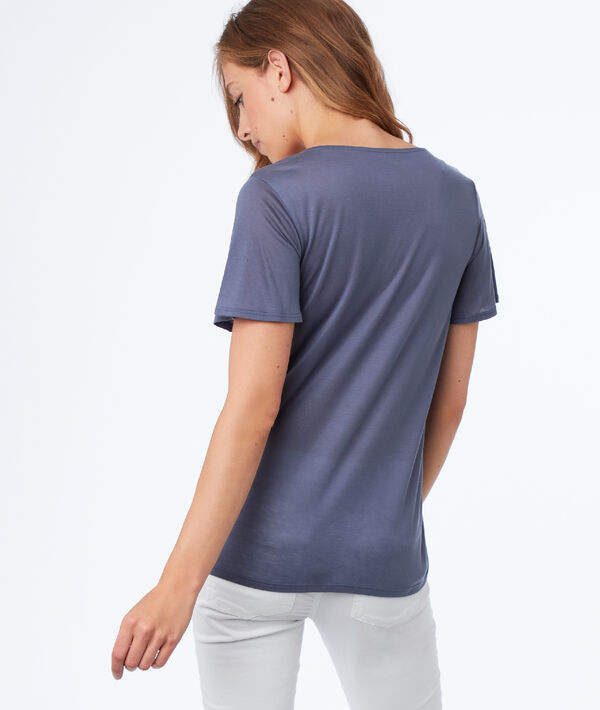 T-shirt col v en tencel® bleu ardoise.