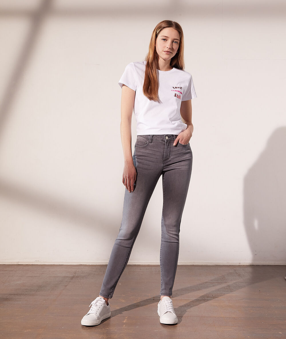 Jean slim push-up gris souris.