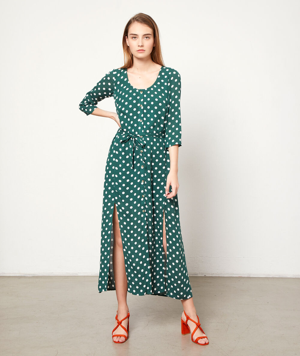 Robe longue fendue canard.