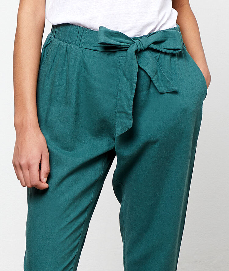 Pantalon carotte à nouer canard.