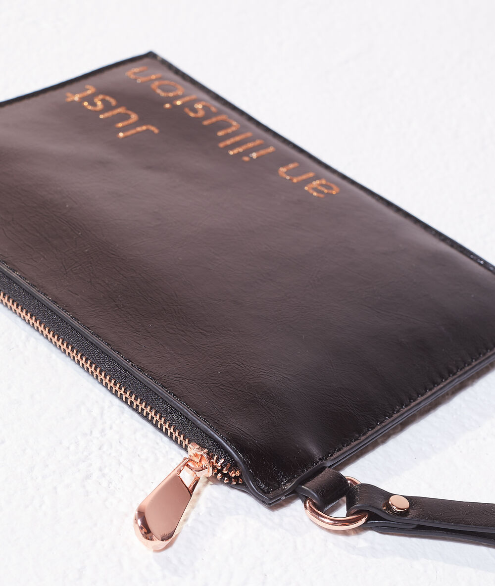 Sac pochette "just an illusion" noir.