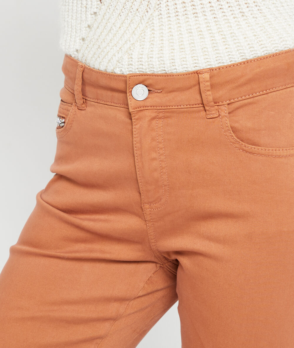 Pantalon slim en coton terre.