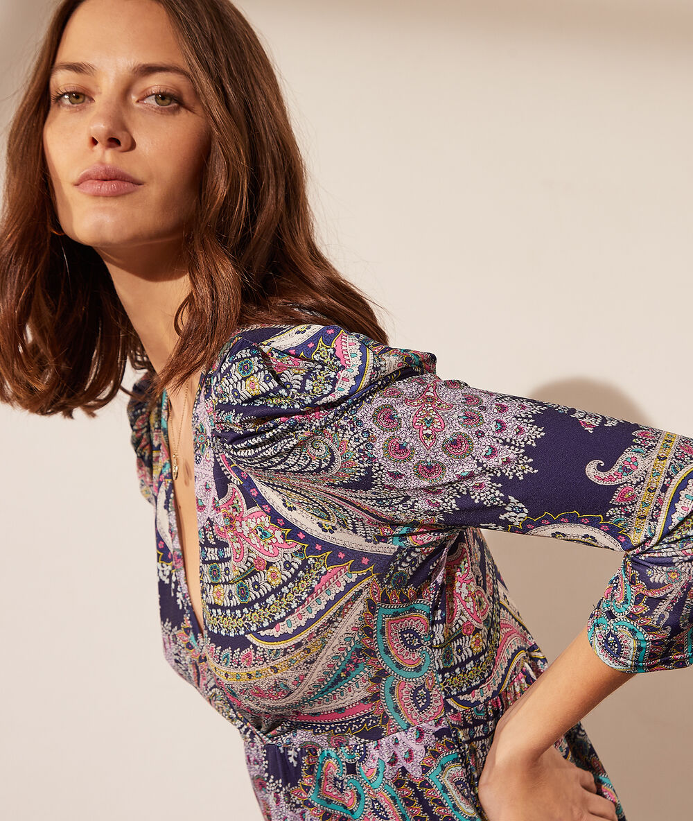 Robe longue imprimée stone fonce.