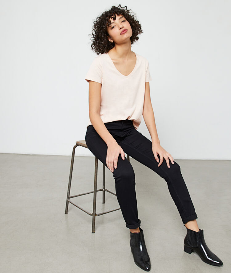 T-shirt col v blush.