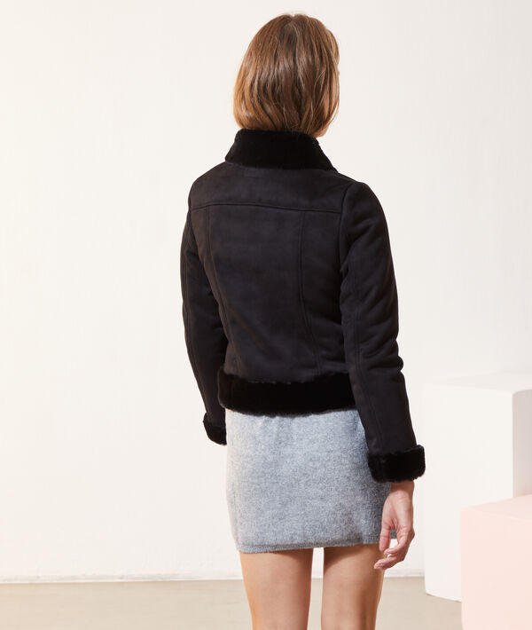 Veste de biker effet daim et fausse fourrure Veste de biker effet daim et fausse fourrure