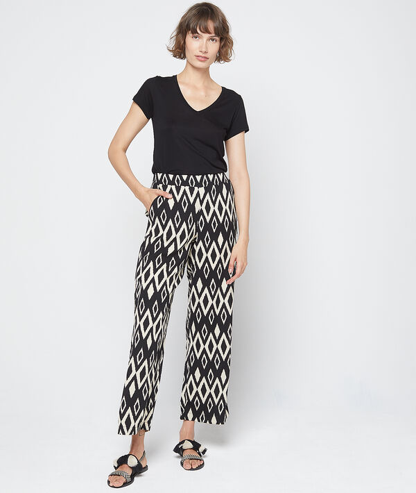Pantalon large à motifs graphiques ecru.
