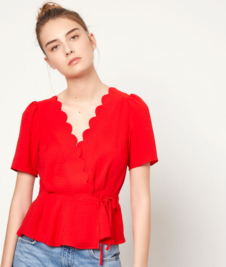 Blouse cache-coeur geranium.