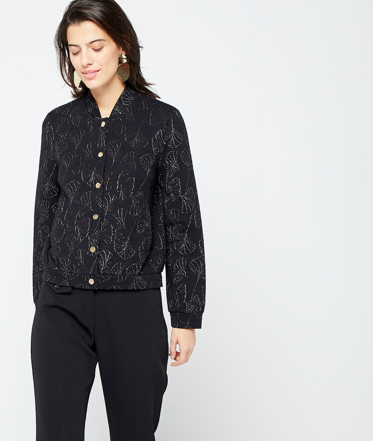 Veste à fils métallisés noir.