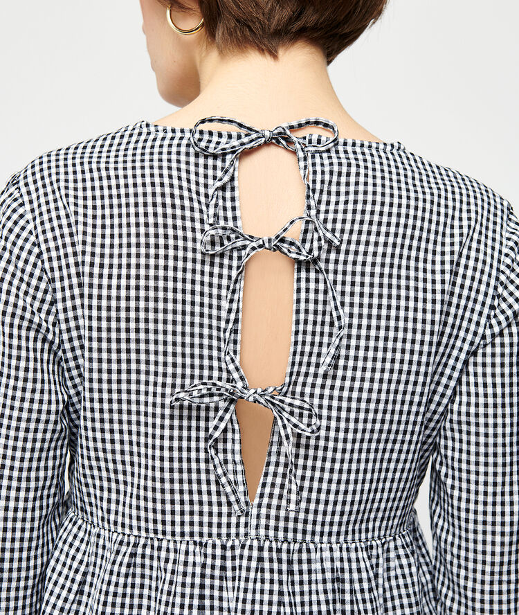 Blouse imprimé vichy noir.