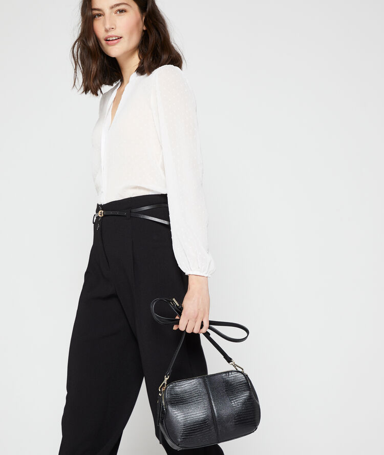 Sac besace similicuir noir.