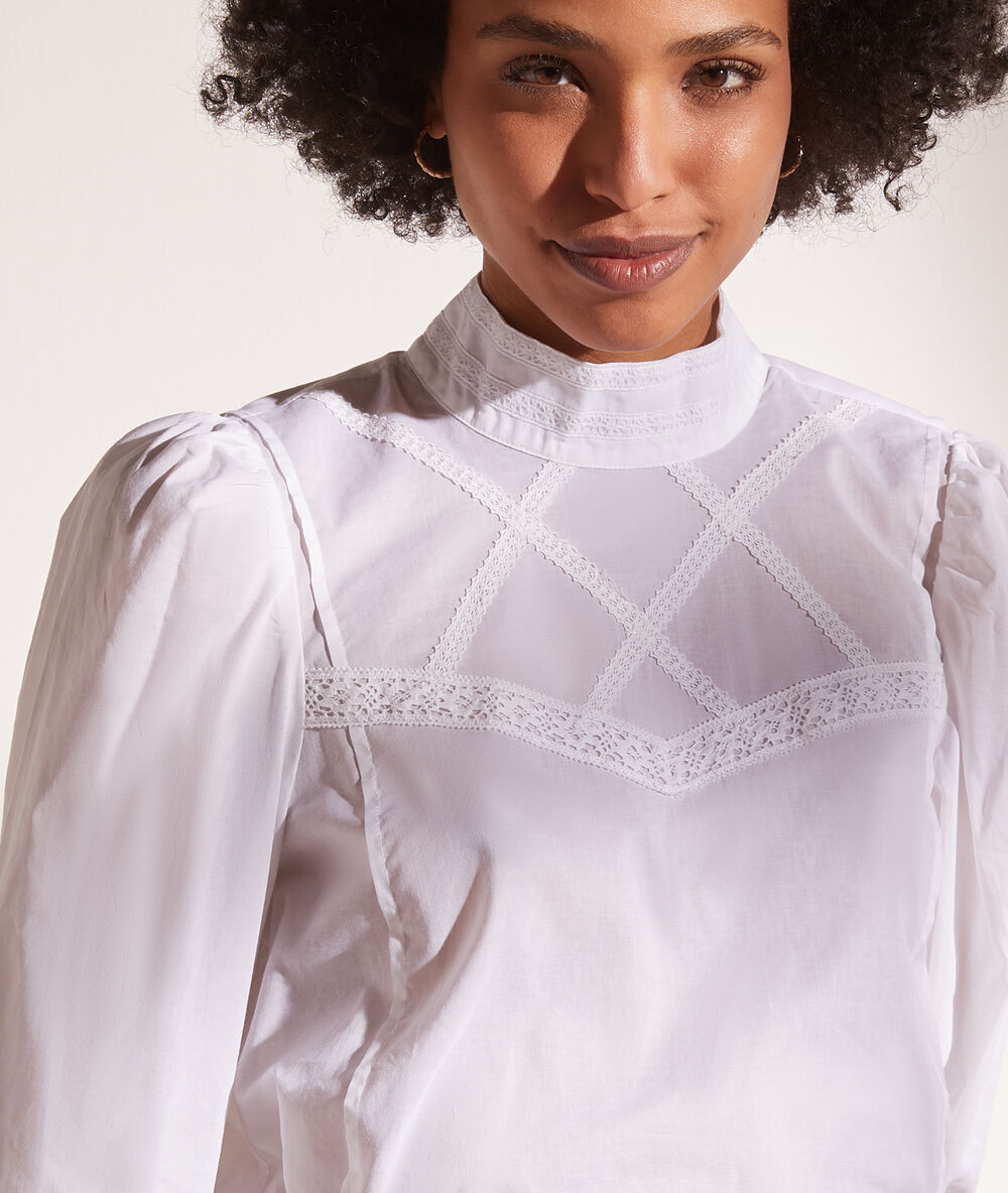 Blouse manches ballon blanc.
