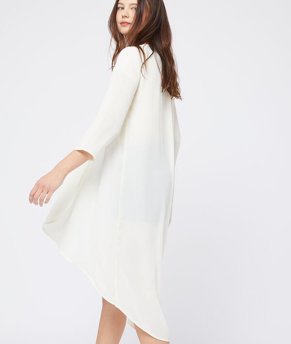 Kimono fluide effet transparent ecru.