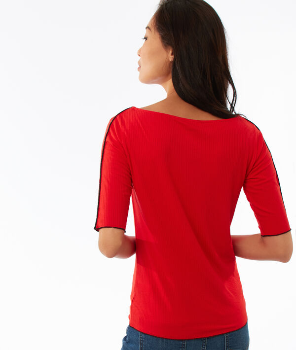 T-shirt à bordures contrastées coquelicot.