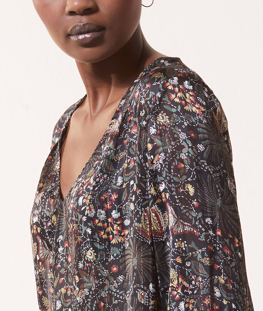 Blouse imprimé fleuri col v foret.