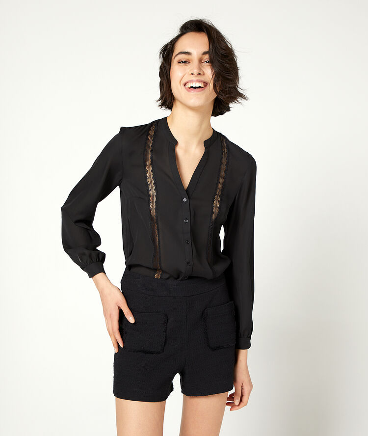 Blouse détails guipure noir.