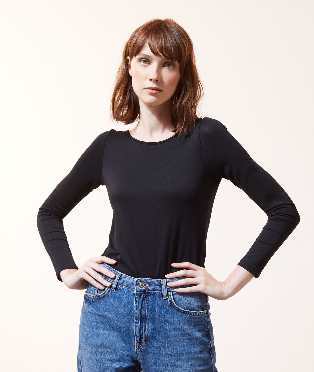 Body manches longues 2 en 1 - brassière intégrée noir.