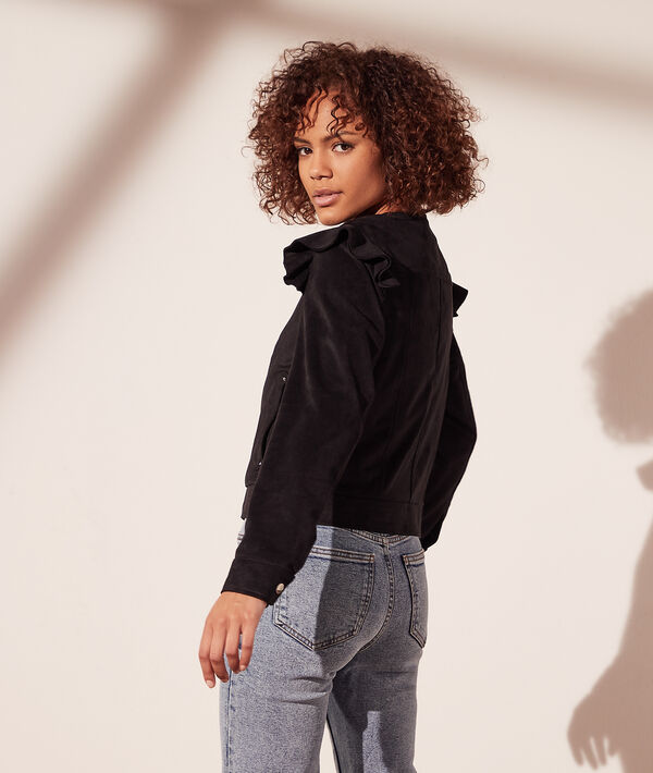 Veste effet daim manches à volants Veste effet daim manches à volants