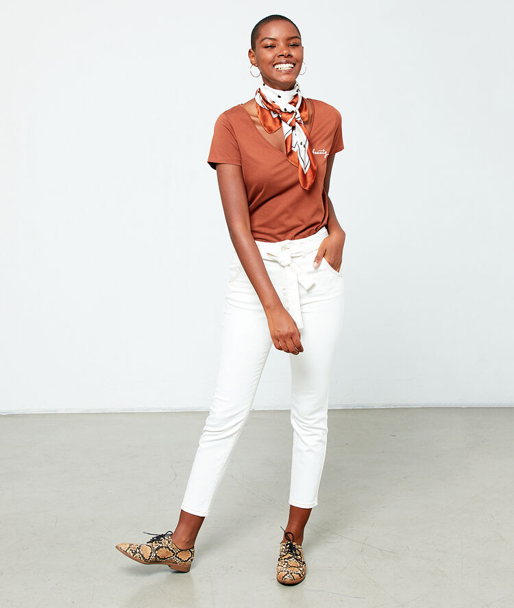 T-shirt brodé "beauty" savane.