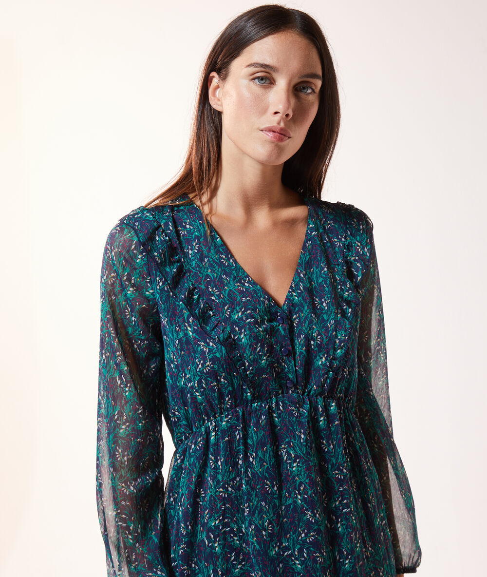 Robe fluide imprimée marine.