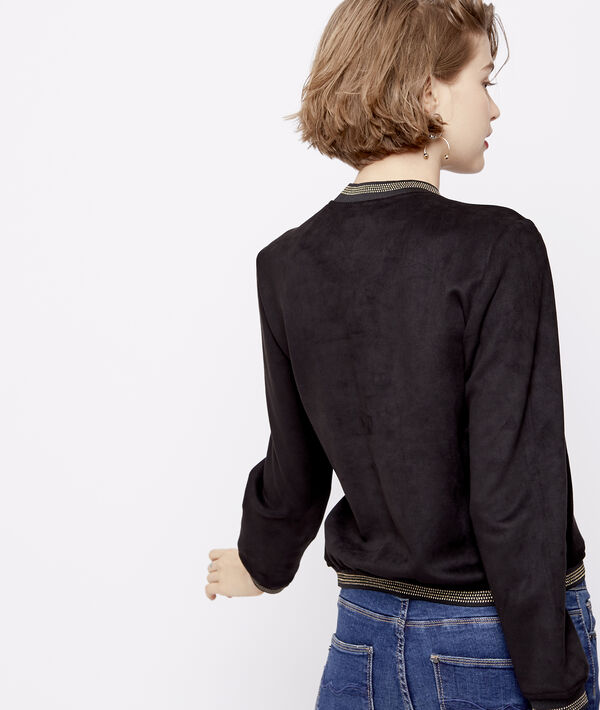 Blouson effet daim noir.