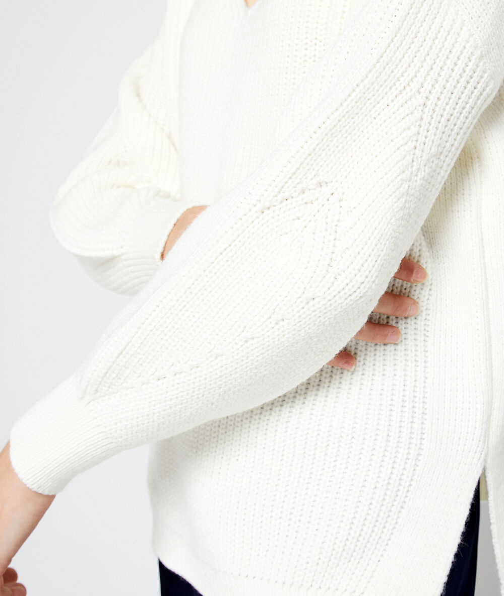 Pull en maille chenille ecru.