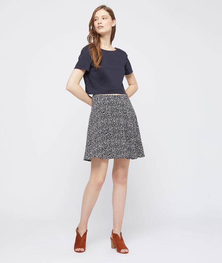 Crop top dos boutonné marine.