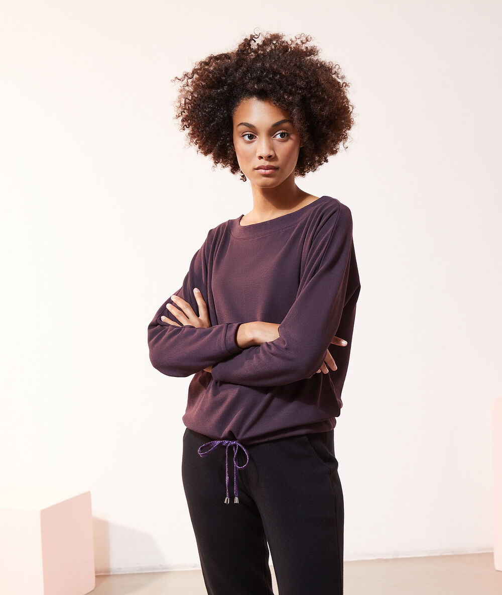 Pull fin col bateau liens de serrage prune.