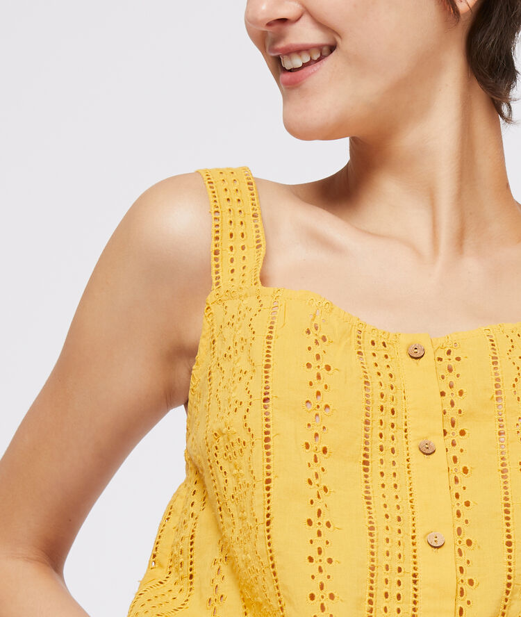 Top à broderie anglaise curry.