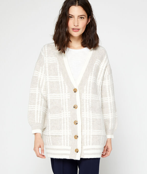 Gilet à carreaux en grosse maille Gilet à carreaux en grosse maille