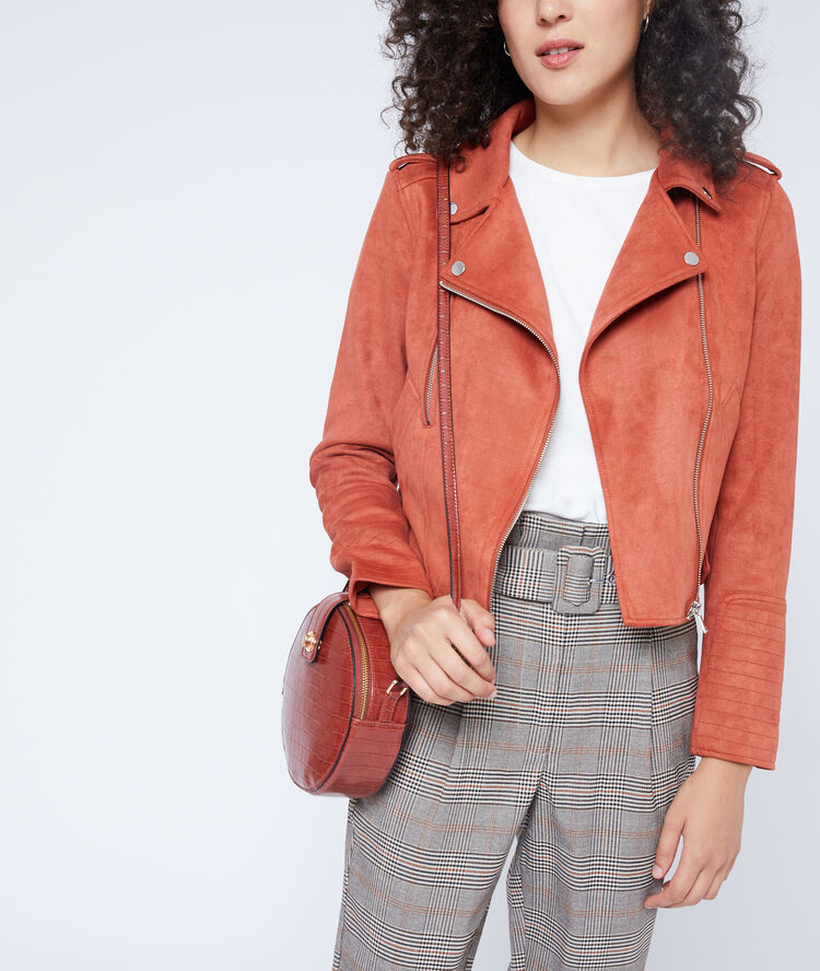 Veste de biker effet daim rouille.