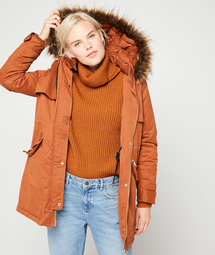 Parka doublée à capuche savane.