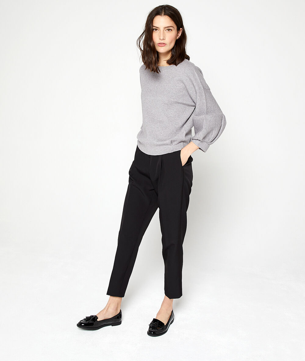Pull manches ballons gris chine clair.