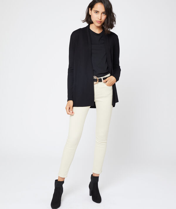 T-shirt col rond en coton noir.