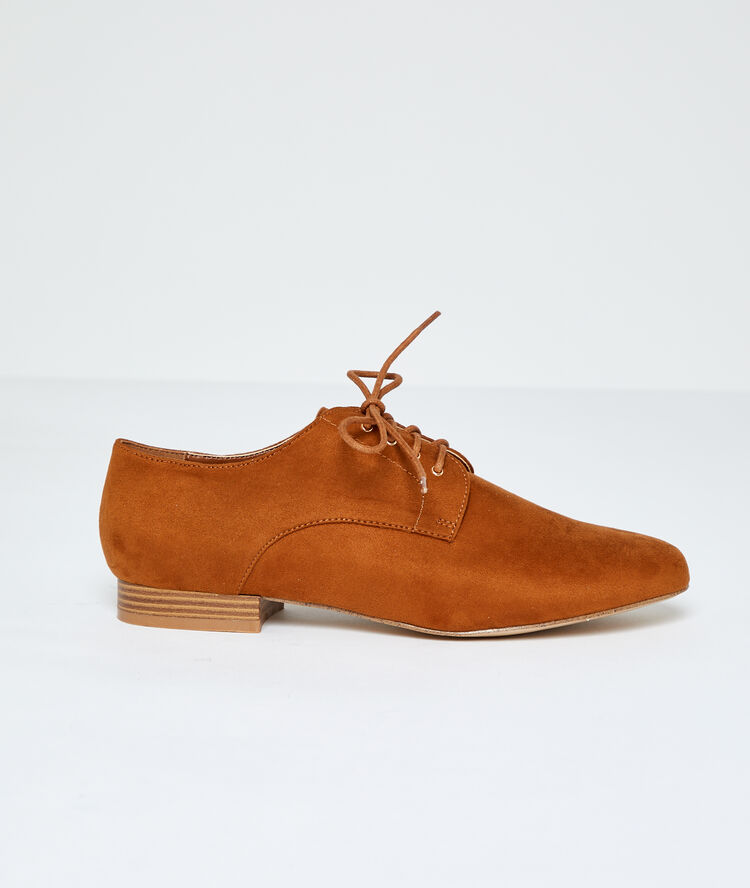 derbies femme daim camel