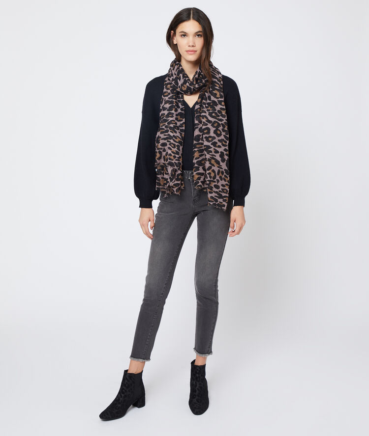 Jean slim taille cloutée anthracite.