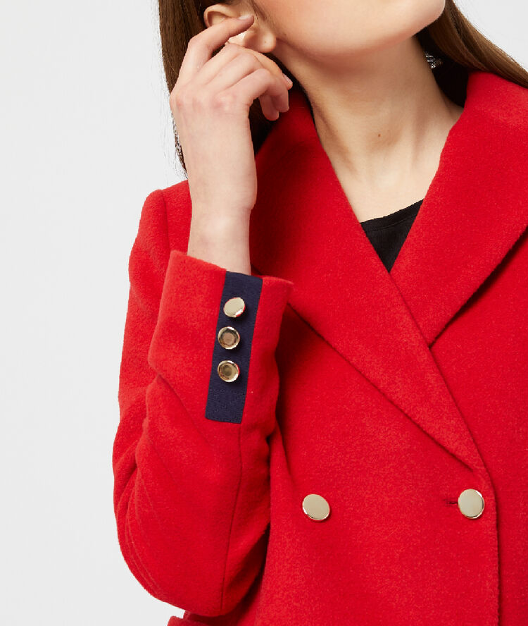 Manteau croisé esprit caban geranium.