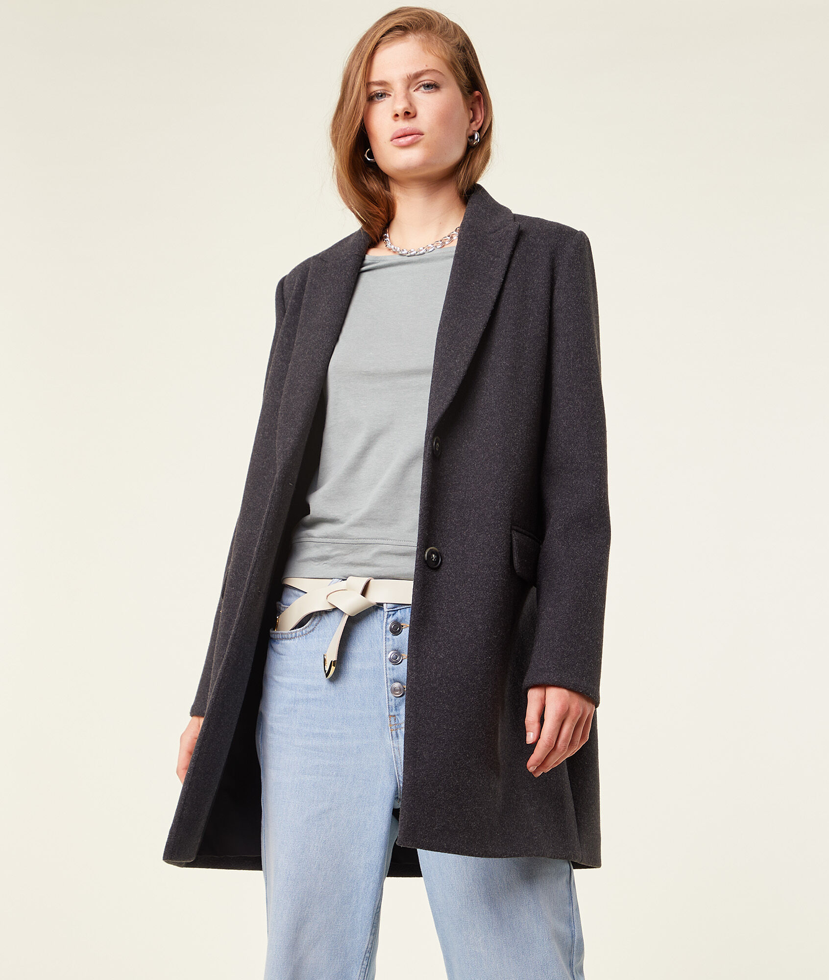 Manteau coupe droite - Victor - 34 - Gris - Femme - Etam