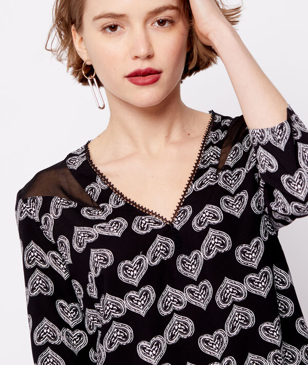 Top col v à motifs cœur Top col v à motifs cœur