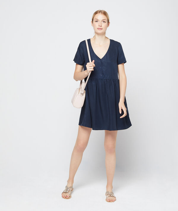 Robe évasée en tencel® marine.