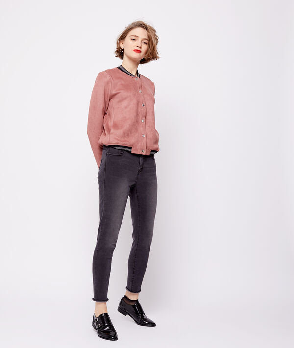 Blouson effet daim bois de rose.