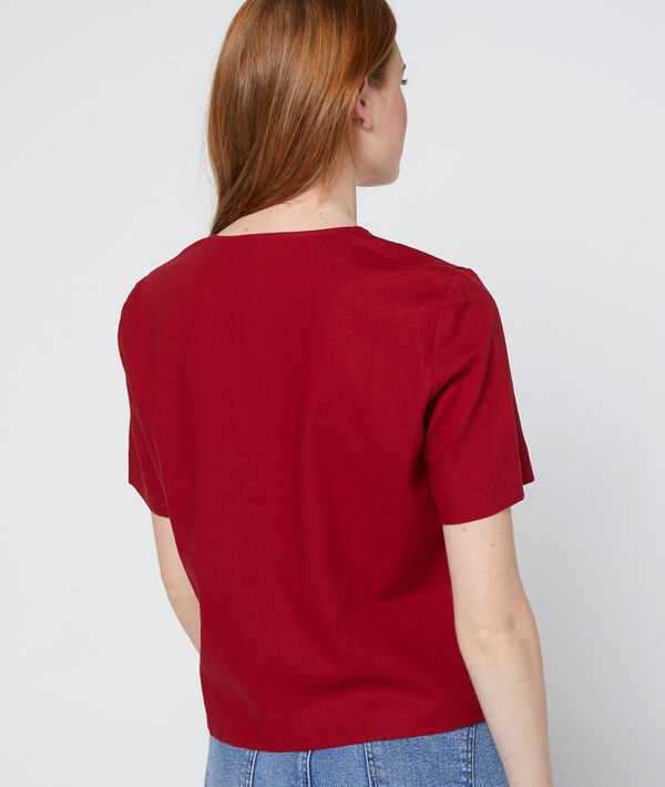 Blouse courte boutonnage asymétrique sienne.