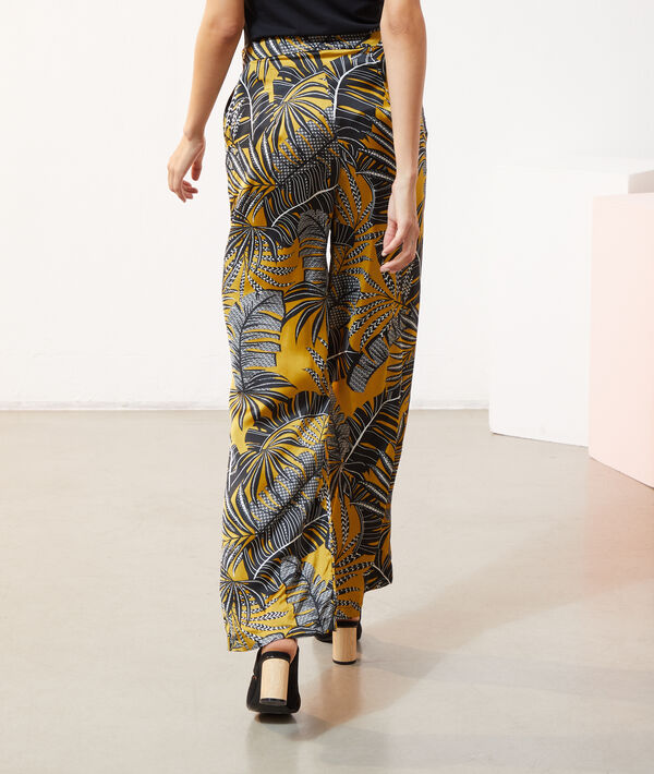 Pantalon satiné imprimé feuillage Pantalon satiné imprimé feuillage